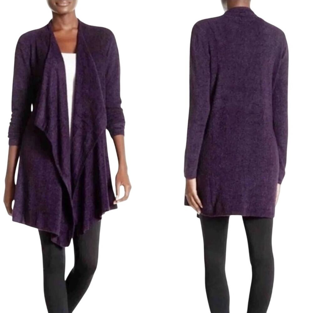 Barefoot Dreams Purple Bamboo Chic Lite Waterfall Cardigan Sweater